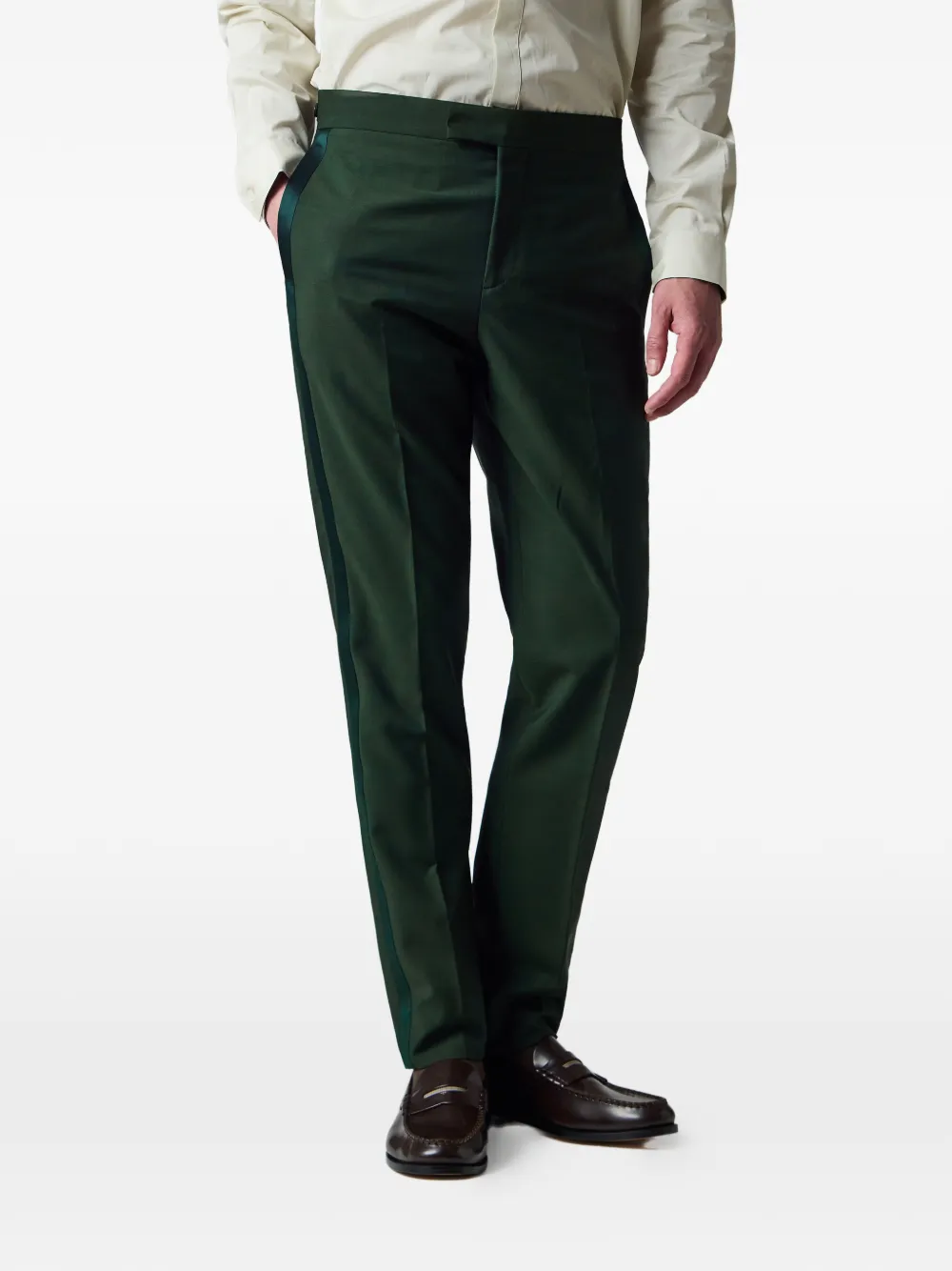 Paul Smith Flared broek met satijnen streep Groen
