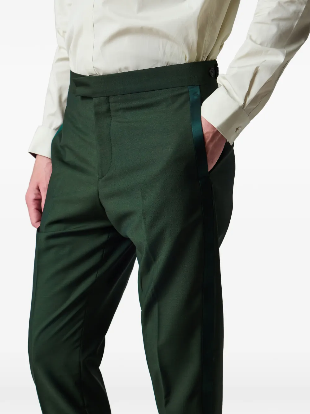 Paul Smith Flared broek met satijnen streep Groen