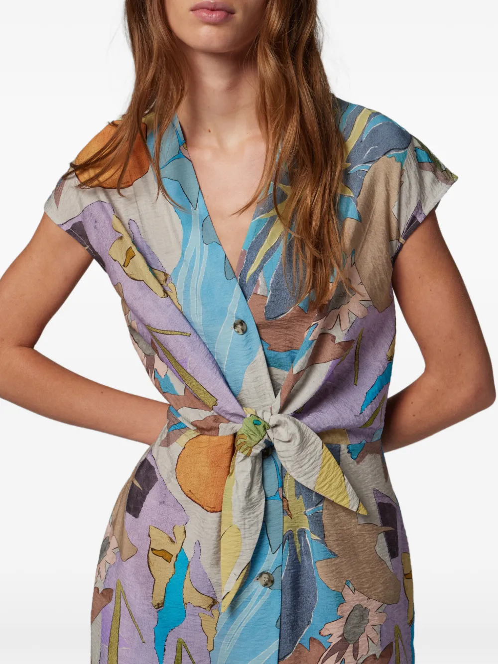 Paul Smith River Collage jurk met gestrikte voorkant en print Beige