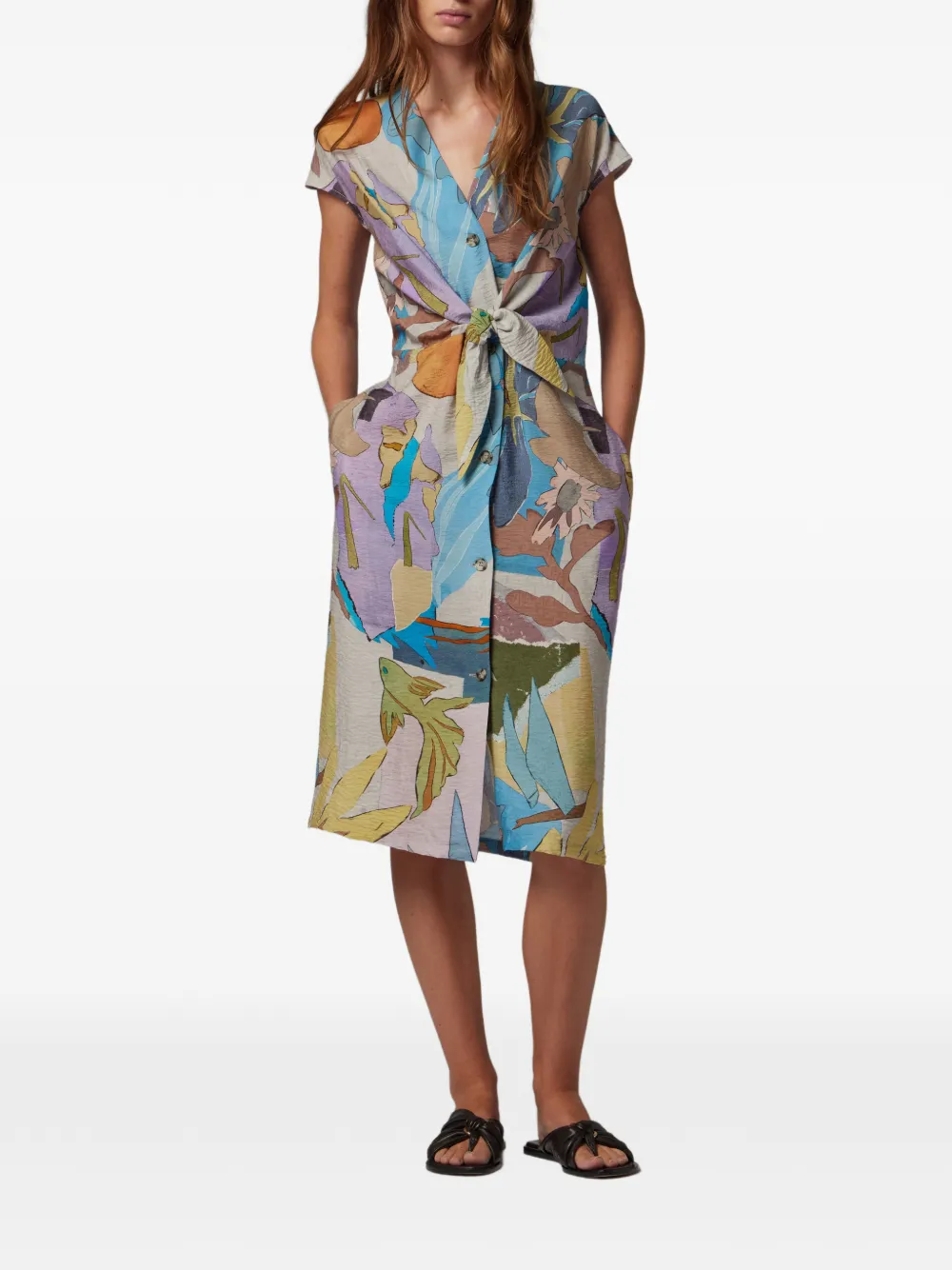 Paul Smith River Collage jurk met gestrikte voorkant en print Beige