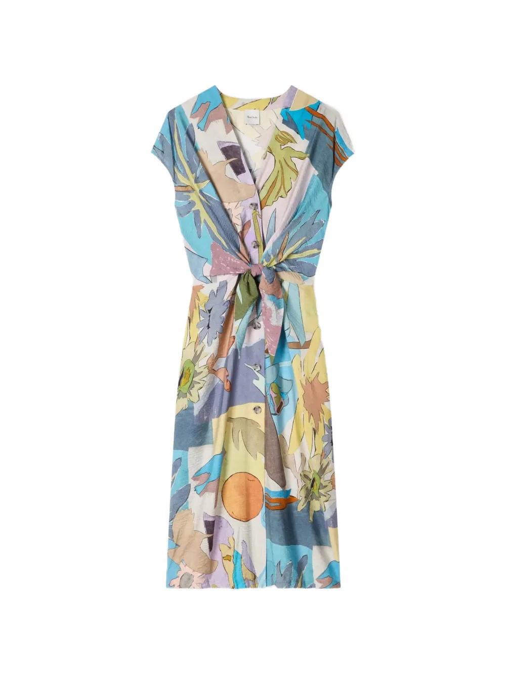 Paul Smith River Collage graphic-print tie-front dress - Nude