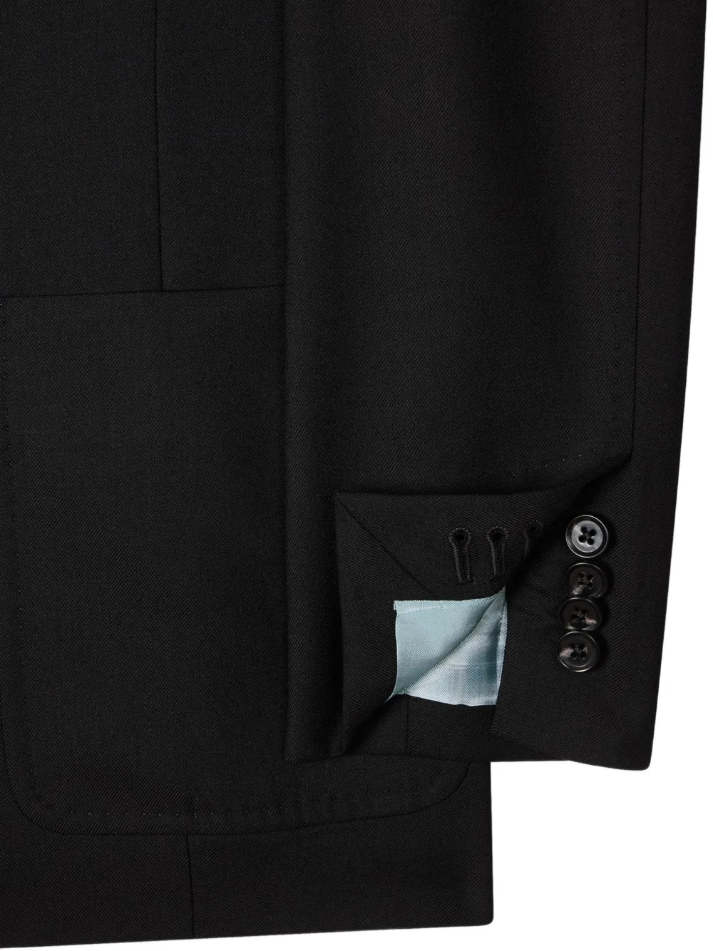 Paul Smith A Suit to Travel in Unlined Double-breasted Wool Blazer in Black, view 3