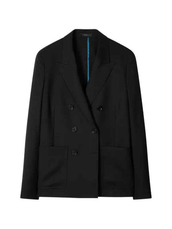 Paul Smith A Suit to Travel in Unlined Double-breasted Wool Blazer in Black