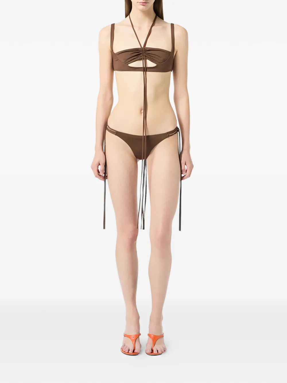  Blumarine Tie Bikini Bottoms - Brown 