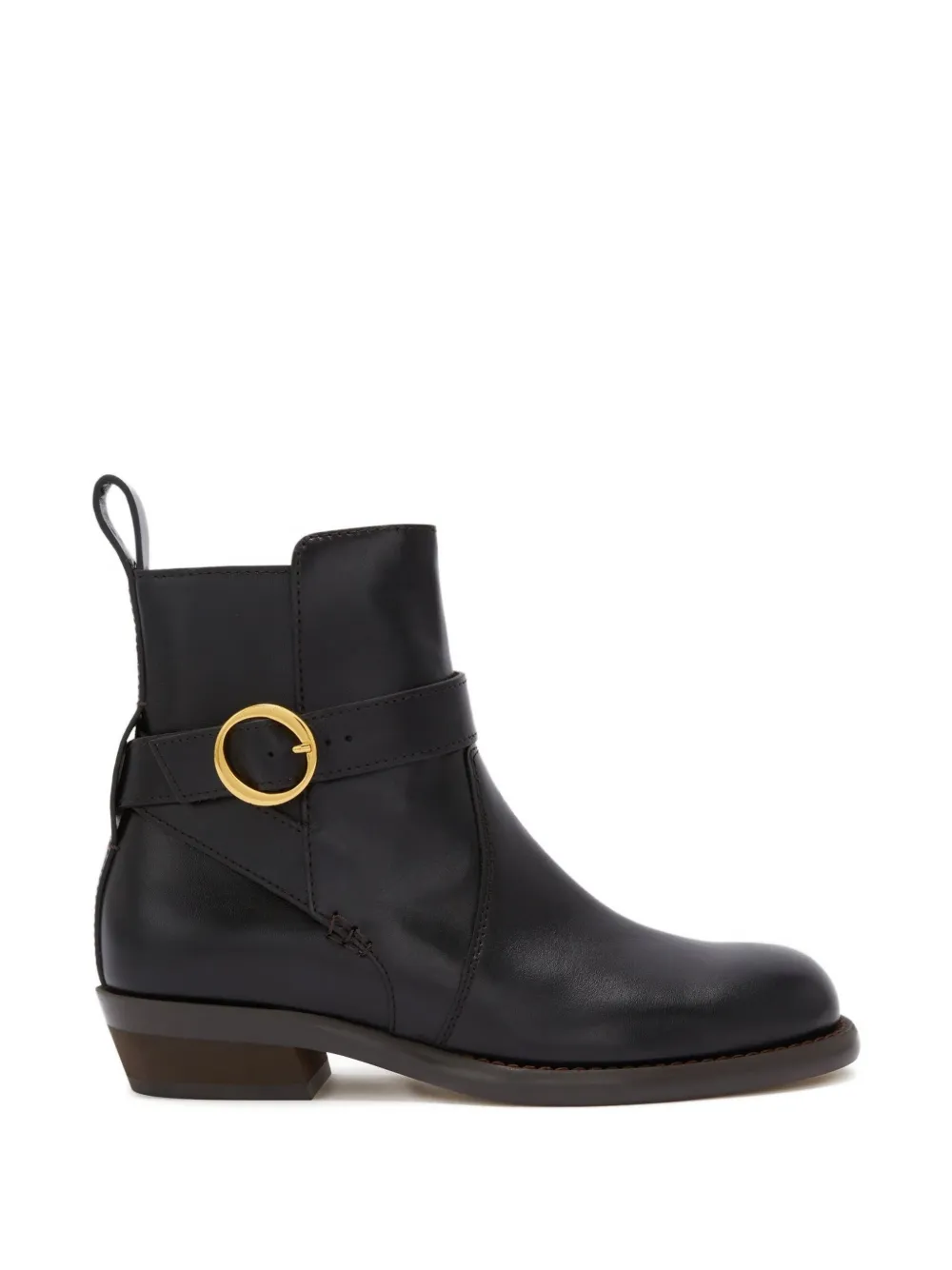 Odissì Ornella leren laarzen met enkelbandje Zwart