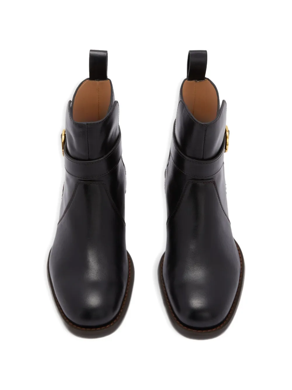 Odissì Ornella leren laarzen met enkelbandje Zwart