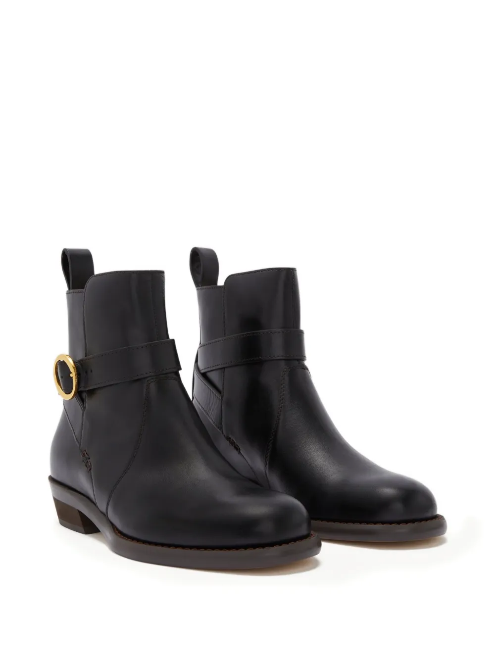 Odissì Ornella leren laarzen met enkelbandje Zwart