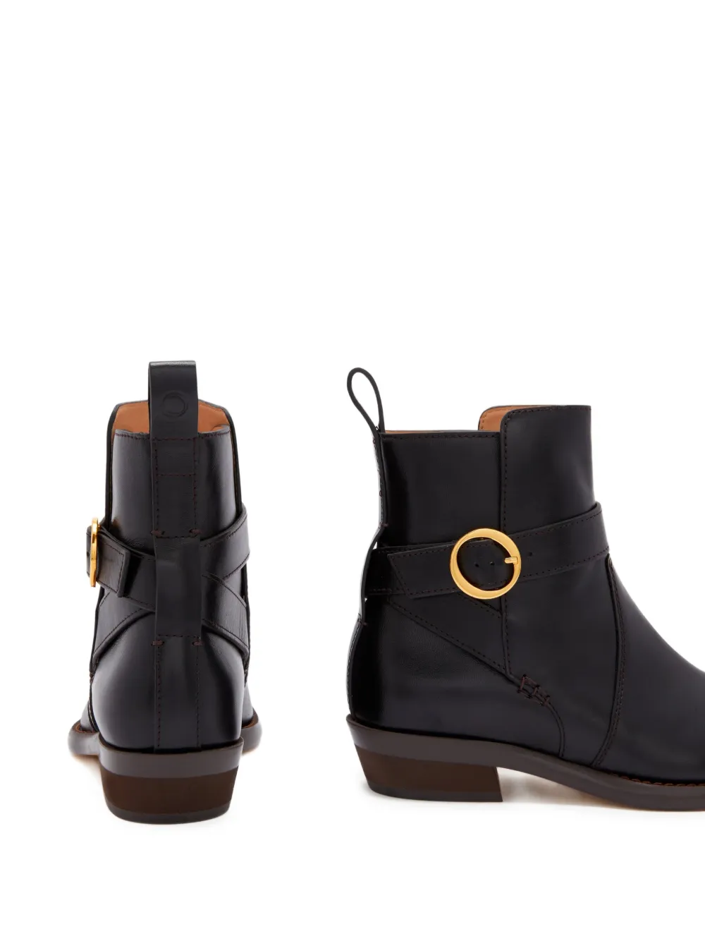 Odissì Ornella leren laarzen met enkelbandje Zwart