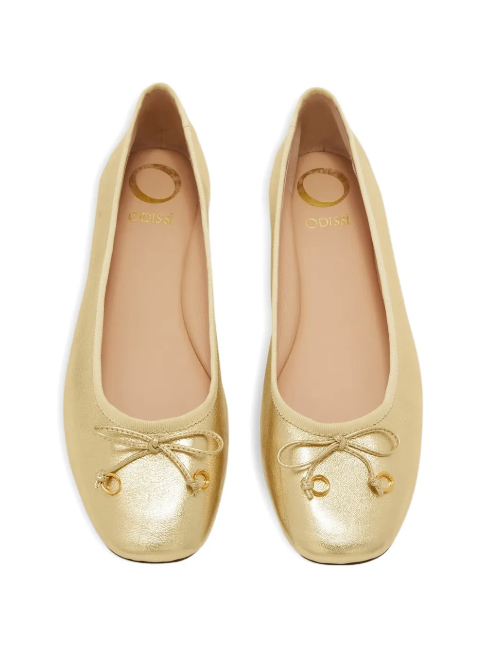 Odissì Lou vierkante ballerina's met strik Goud