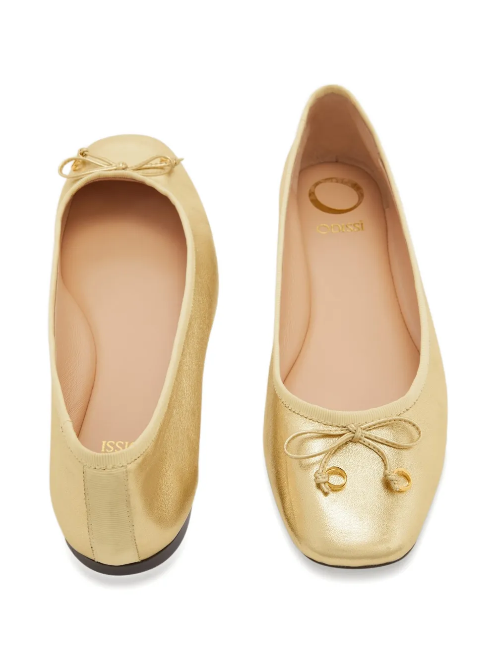 Odissì Lou vierkante ballerina's met strik Goud