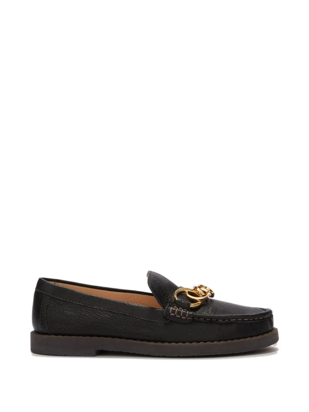 Odissì Jane chain grainy leather loafer - Nero