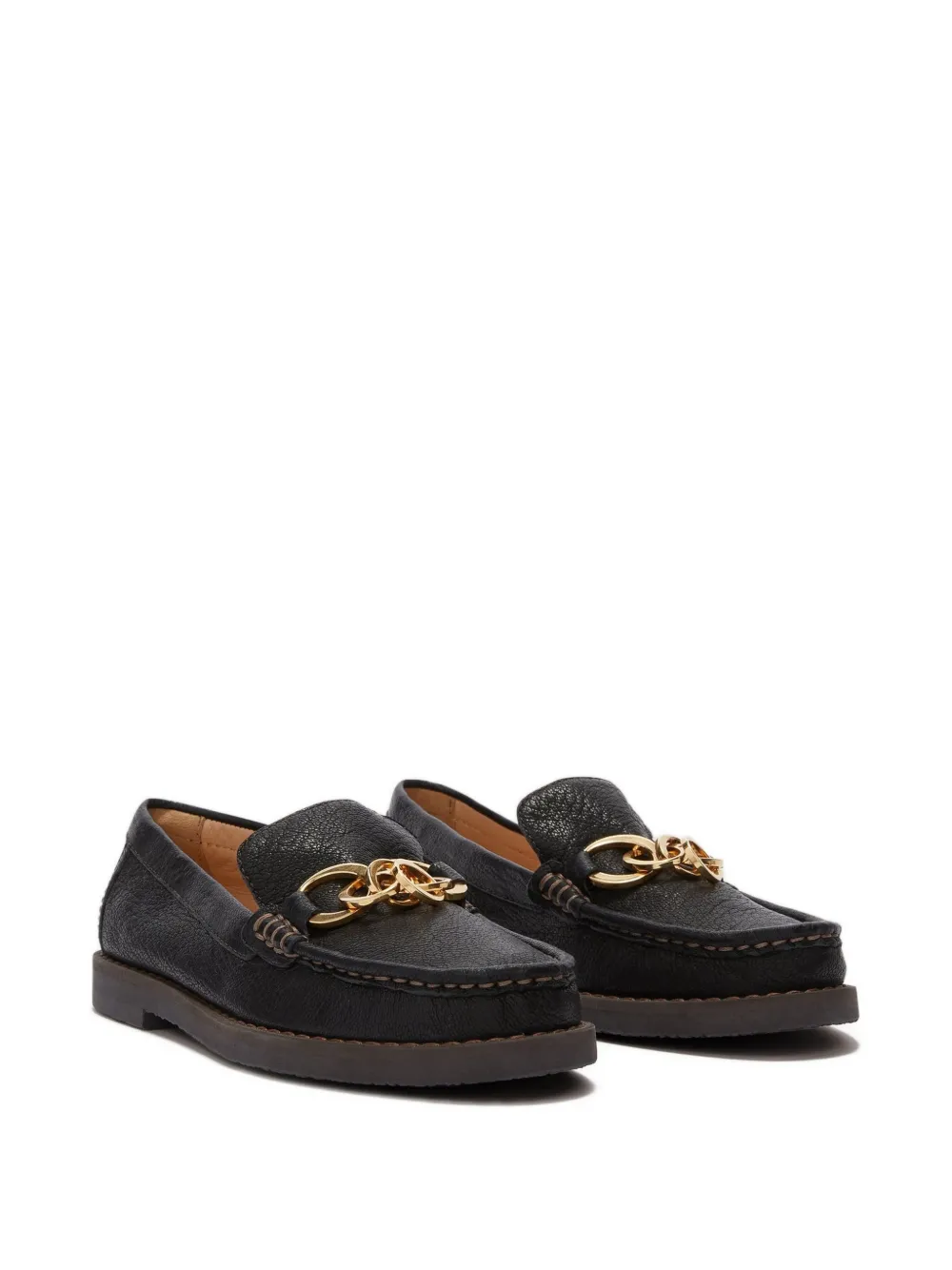 Odissì Jane leren loafers met ketting Zwart