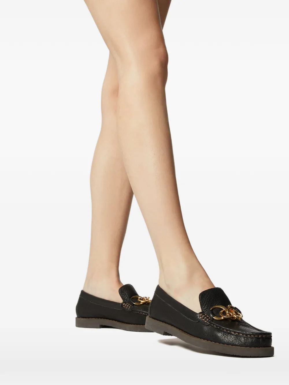 Odissì Jane leren loafers met ketting Zwart