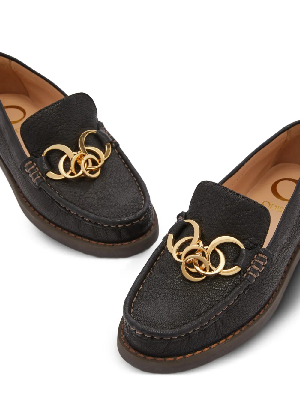Odissì Jane leren loafers met ketting Zwart