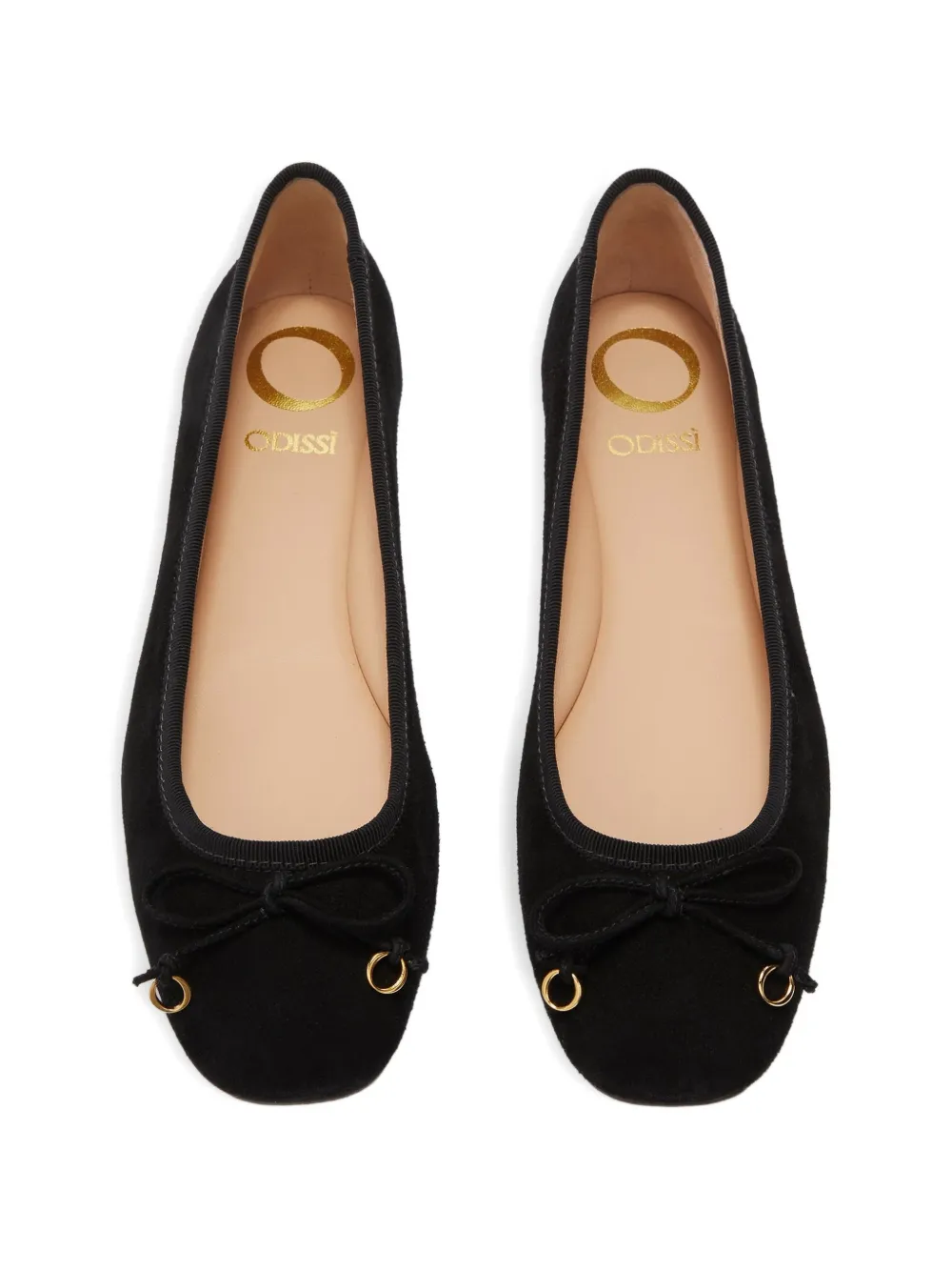 Odissì Lou ballerina's met vierkante neus en strik Zwart