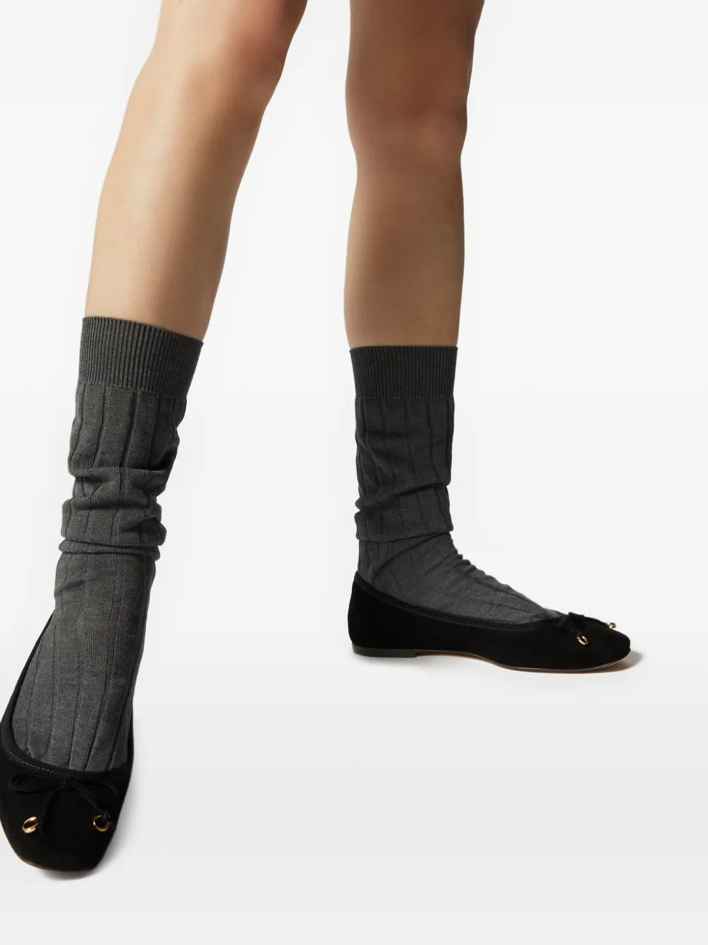 Odissì Lou ballerina's met vierkante neus en strik Zwart