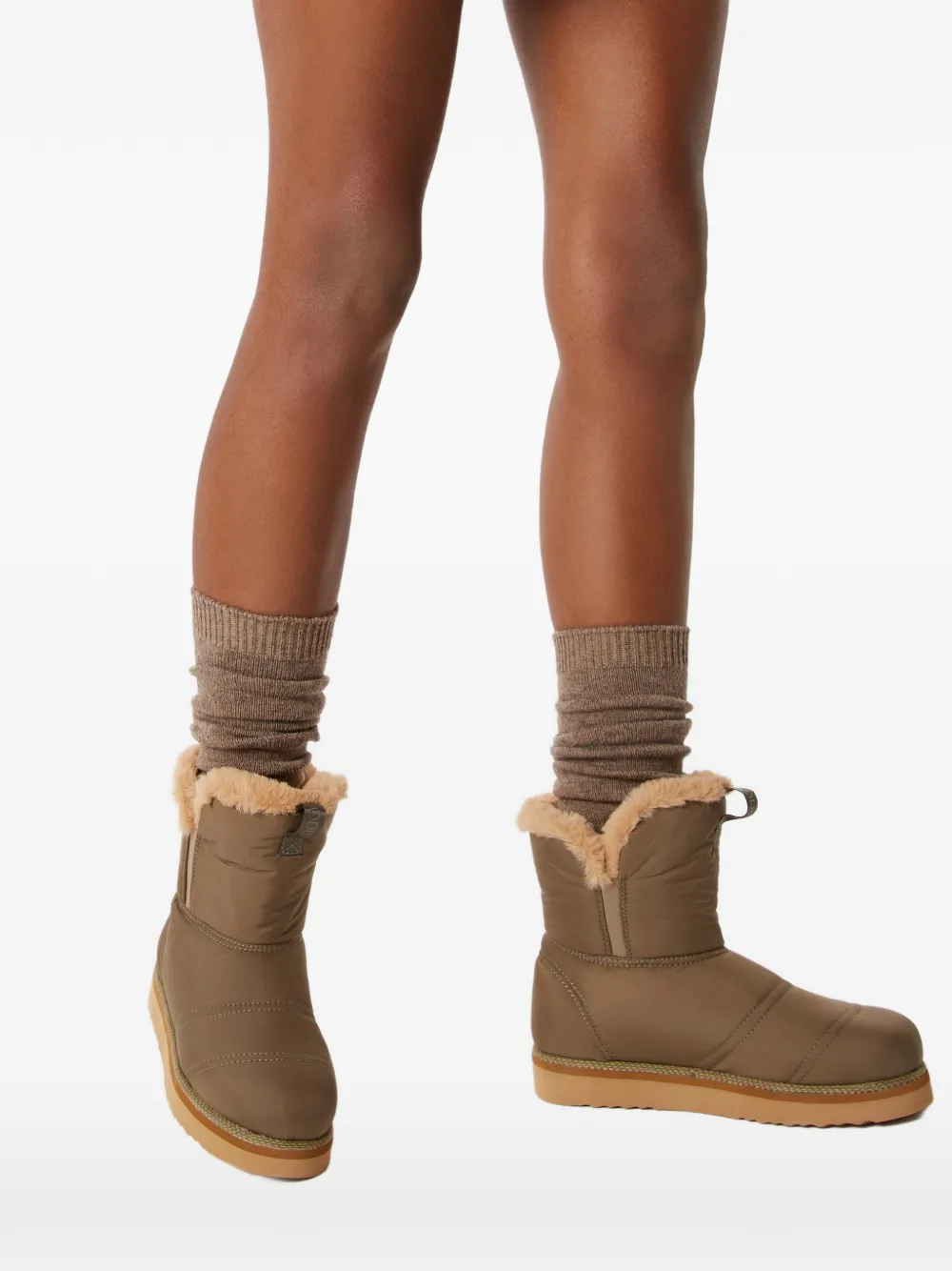 Odissì Rose gewatteerde laarzen gevoerd met bont Bruin