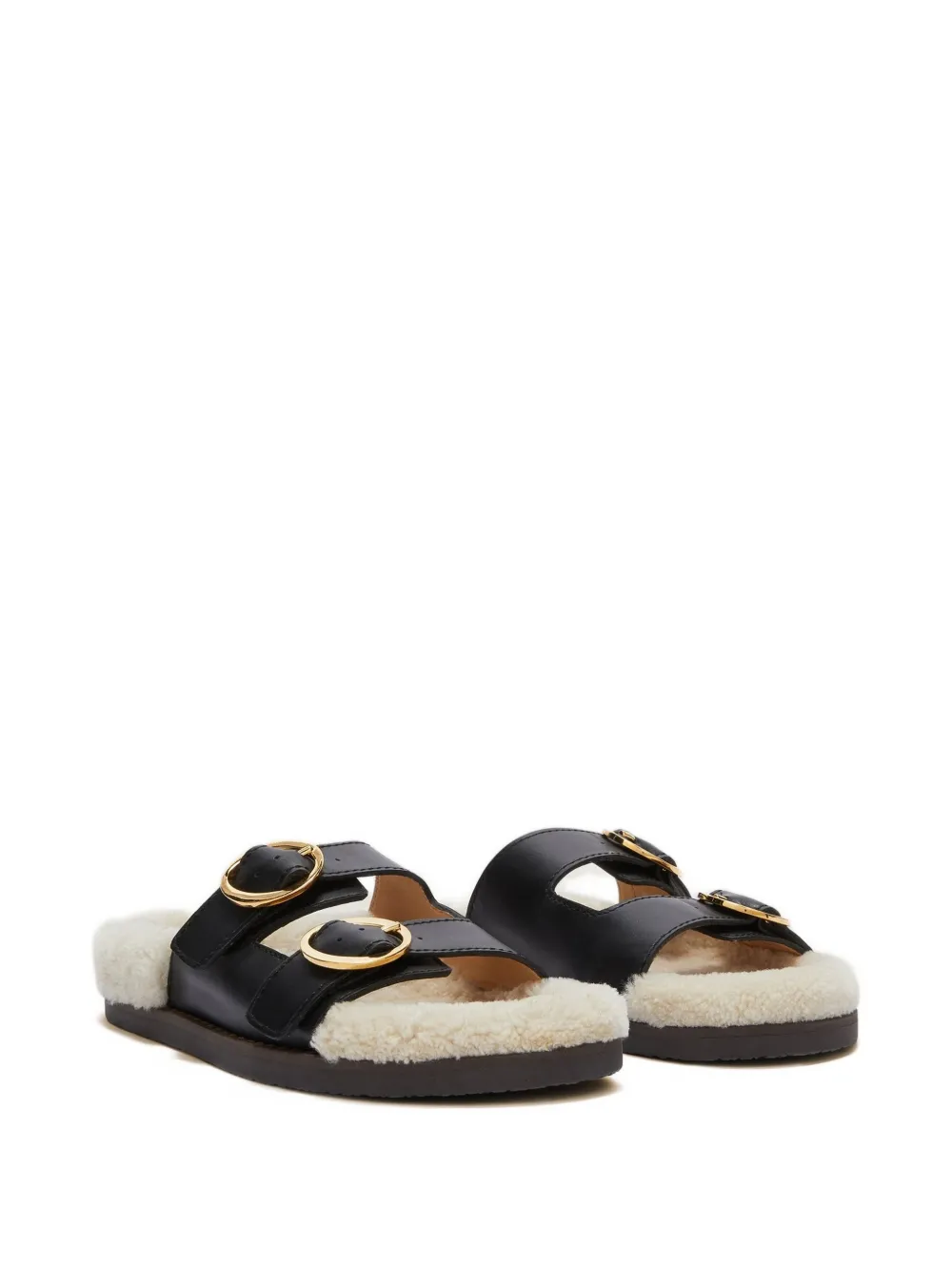 ODISSI Yuki leren sandalen met gesp Zwart