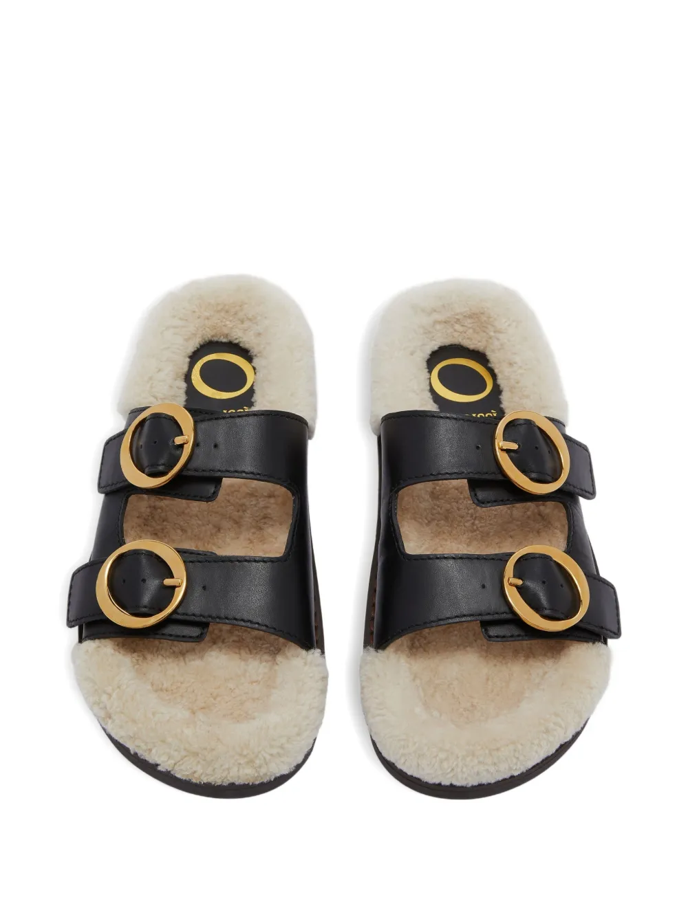 ODISSI Yuki leren sandalen met gesp Zwart