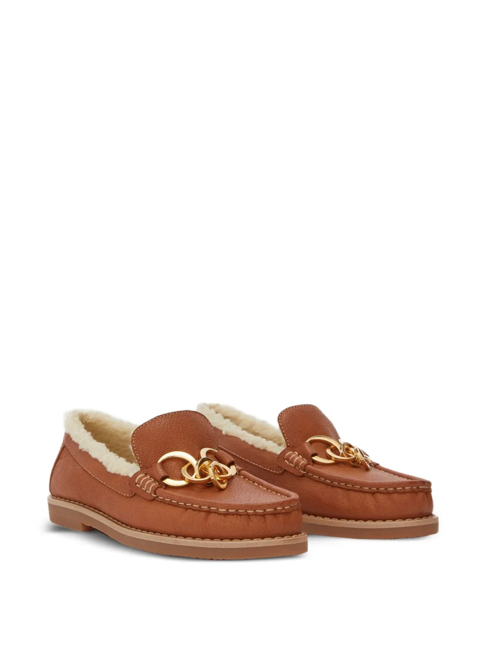Odissì Gevoerde loafers met ketting Bruin