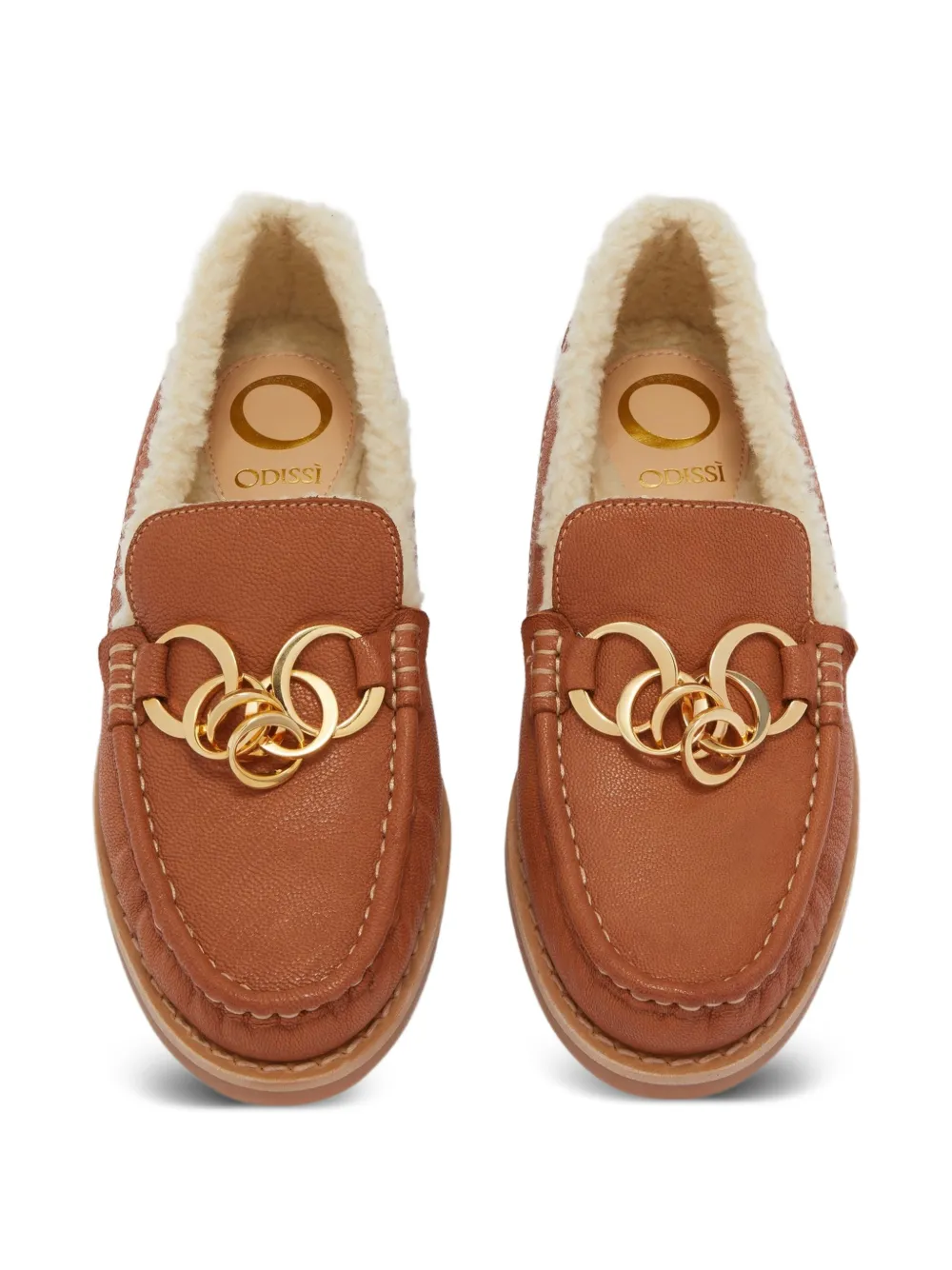 Odissì Gevoerde loafers met ketting Bruin