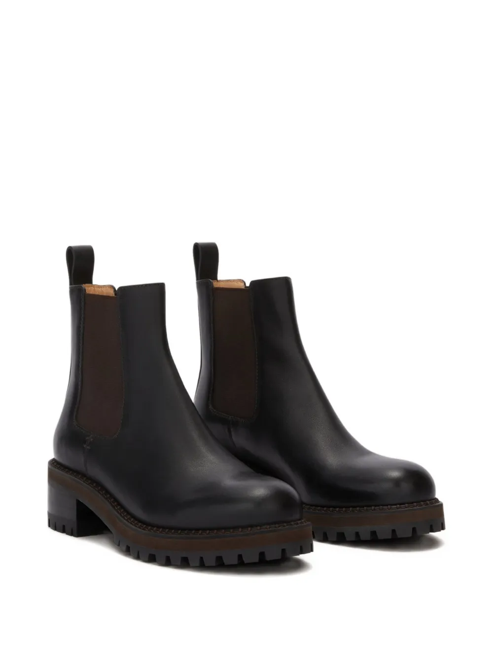 Odissì Faye leren laarzen met ronde neus Zwart