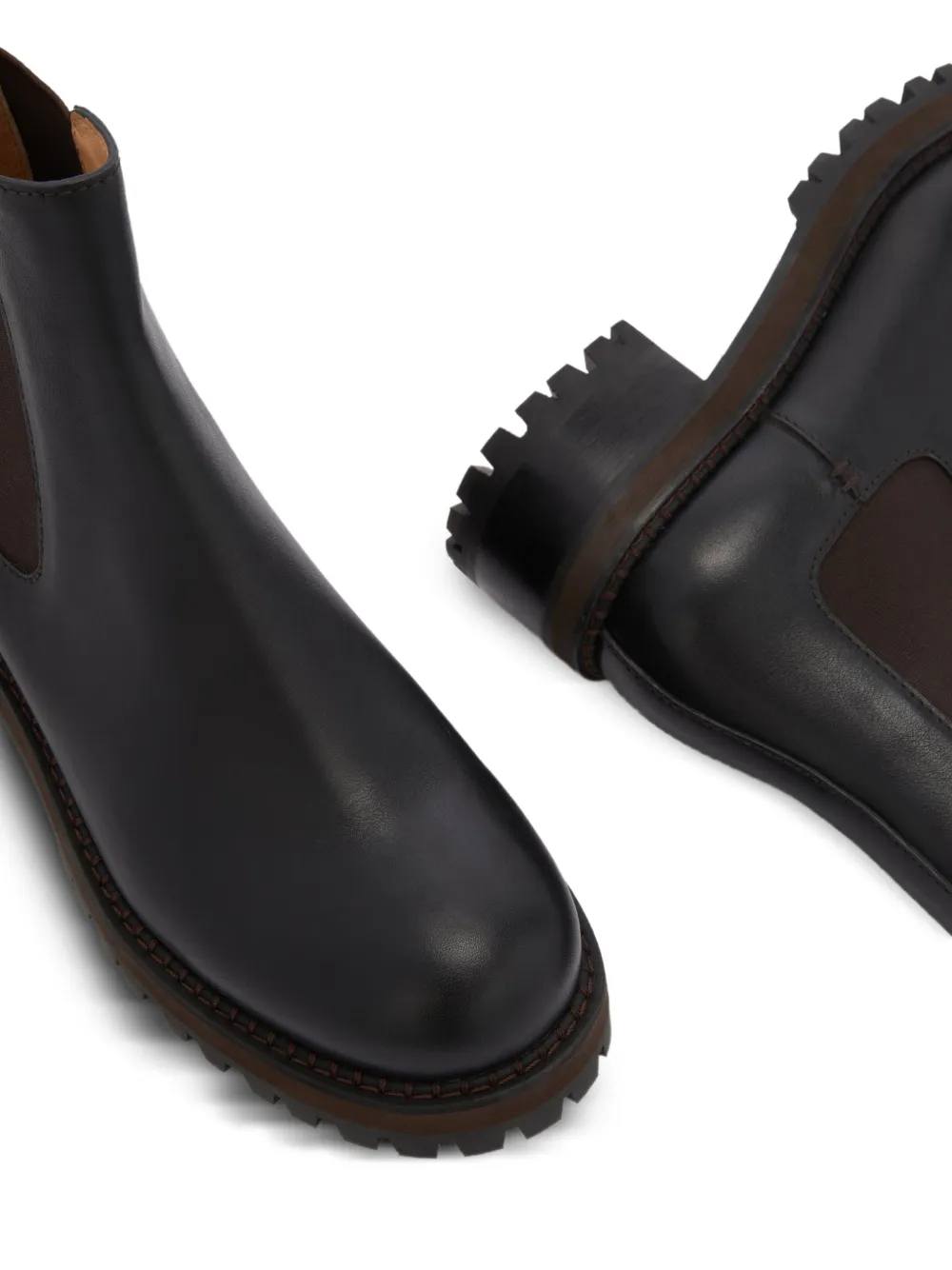 Odissì Faye leren laarzen met ronde neus Zwart