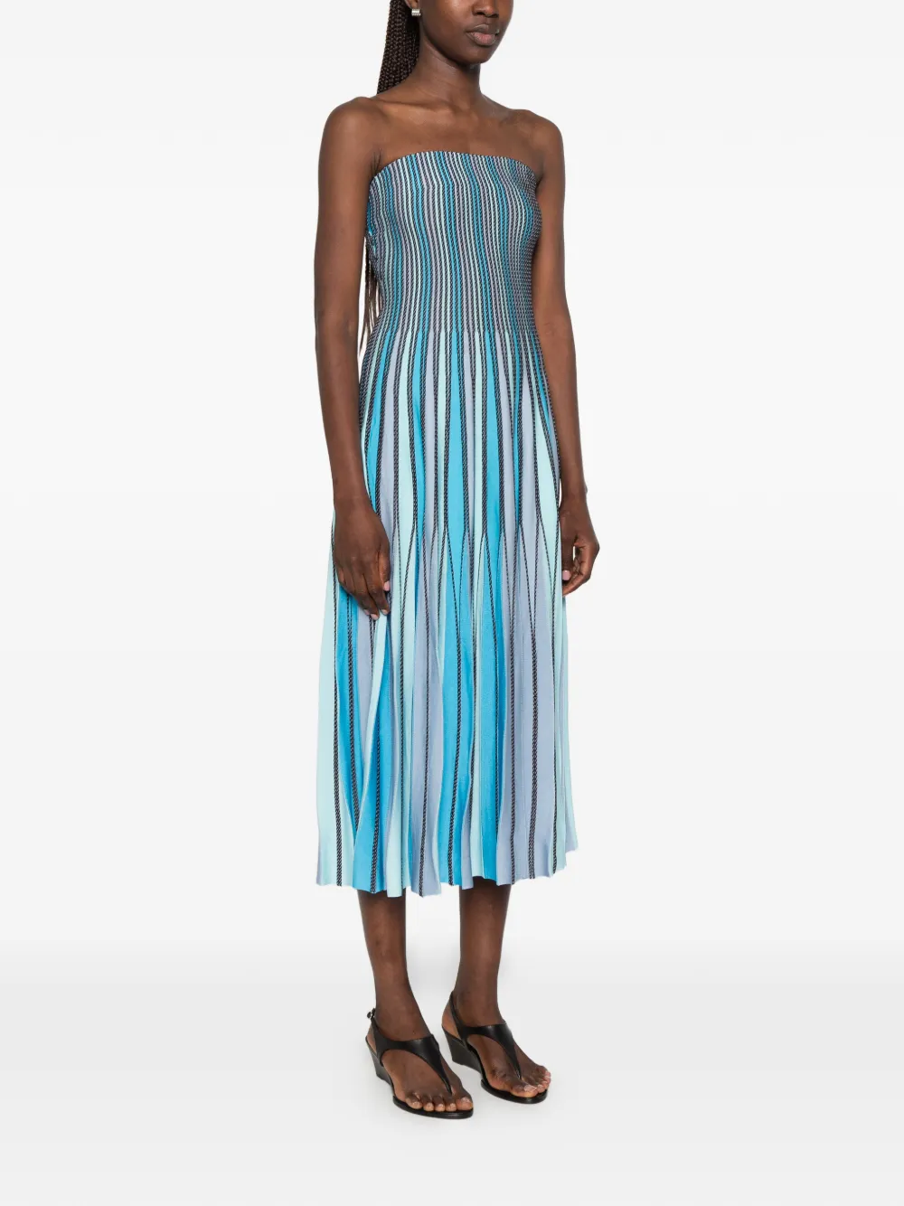 SIMKHAI Soleil gestreepte midi-jurk Blauw