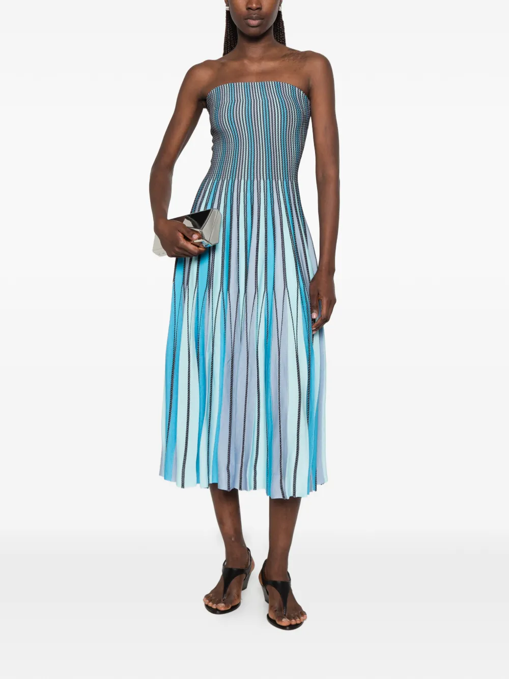 SIMKHAI Soleil gestreepte midi-jurk Blauw