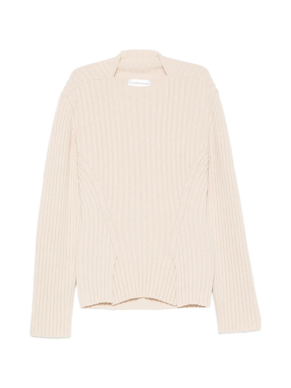 Victoria Beckham ribbed-knit slit-hem sweater - Toni neutri
