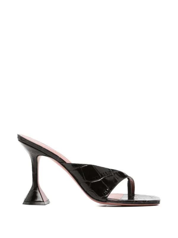 Amina Muaddi Shiona Croc-effect Sandals in Black