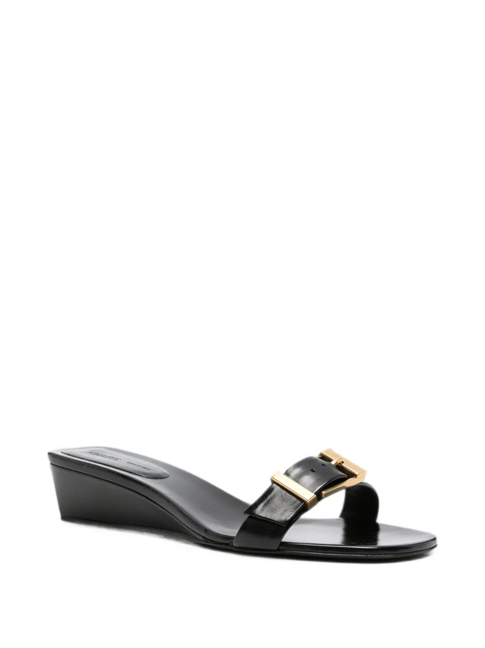 KHAITE Manhattan buckle-detail wedge sandals Zwart