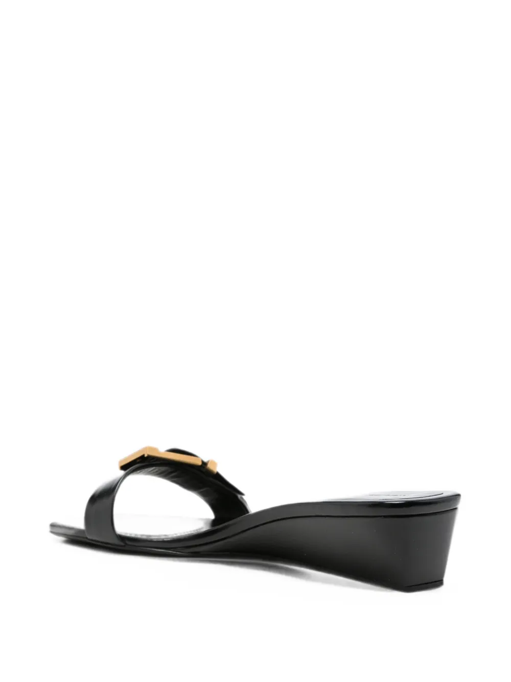 KHAITE Manhattan buckle-detail wedge sandals Zwart