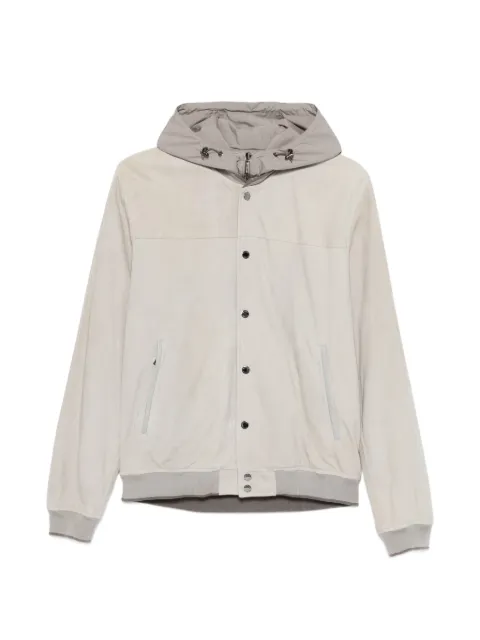Moorer chamarra bomber con botones de presión y capucha