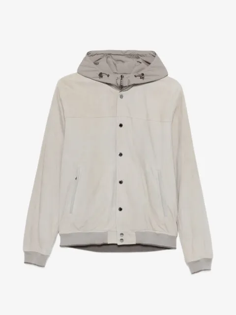 Moorer hooded press-stud bomber jacket