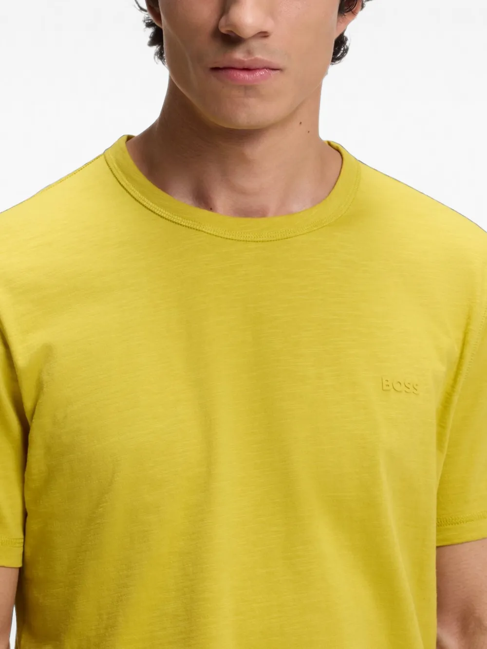BOSS Katoenen jersey T-shirt met logo-detail Geel
