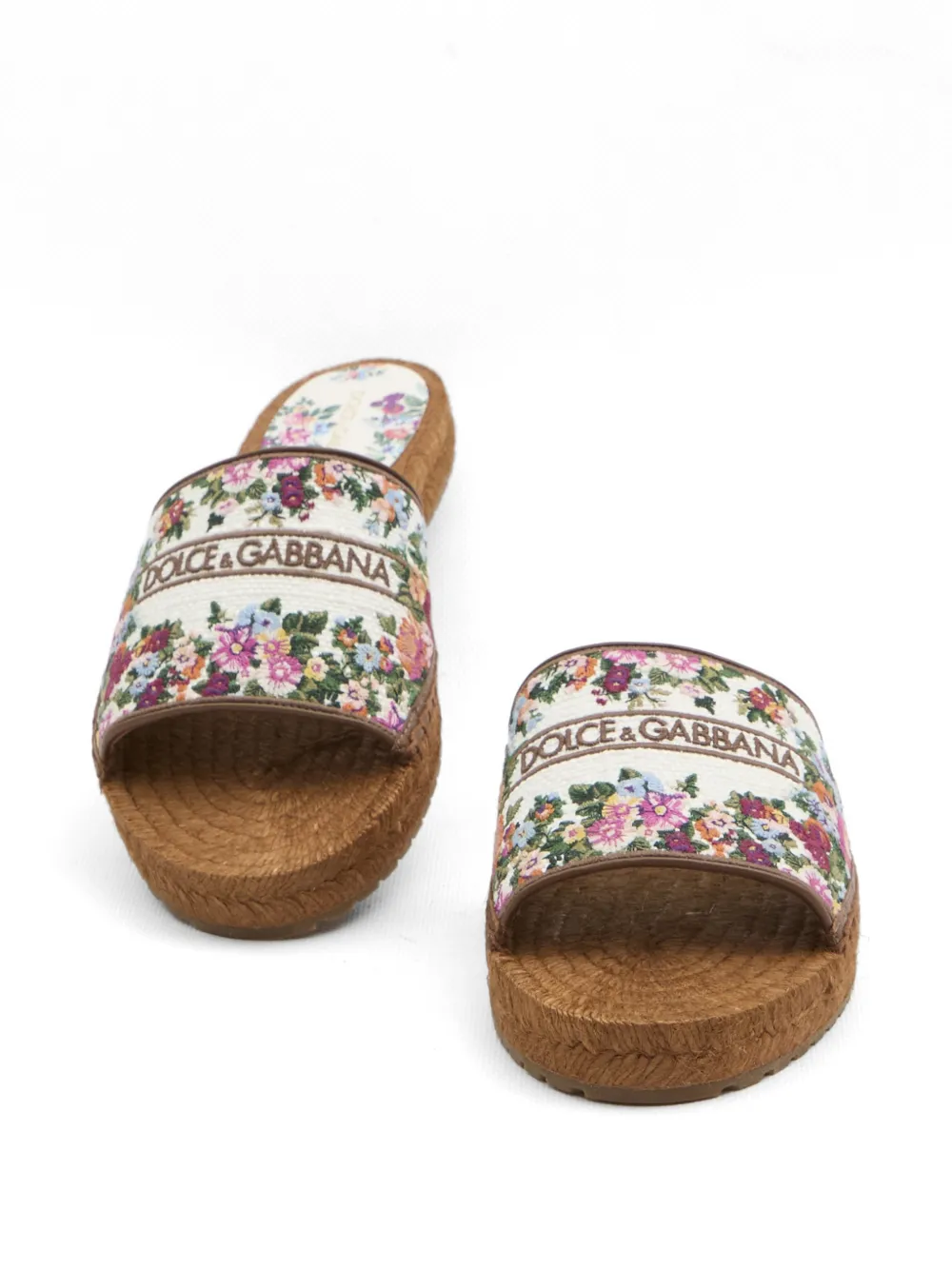 Dolce & Gabbana Espadrilla sandalen met geborduurde bloemen Wit