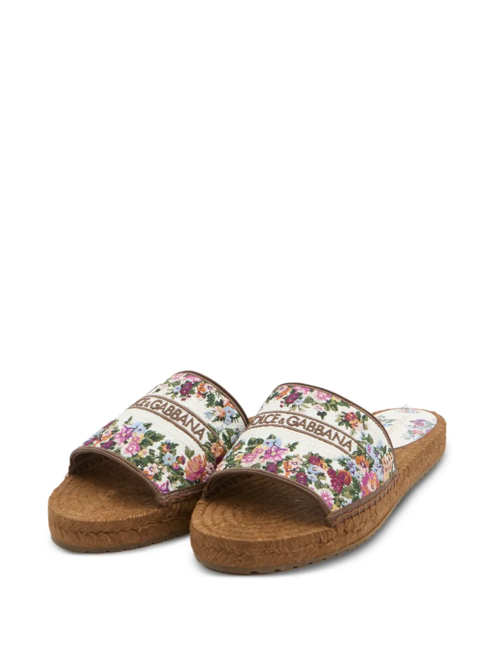 Dolce & Gabbana Espadrilla sandalen met geborduurde bloemen Wit