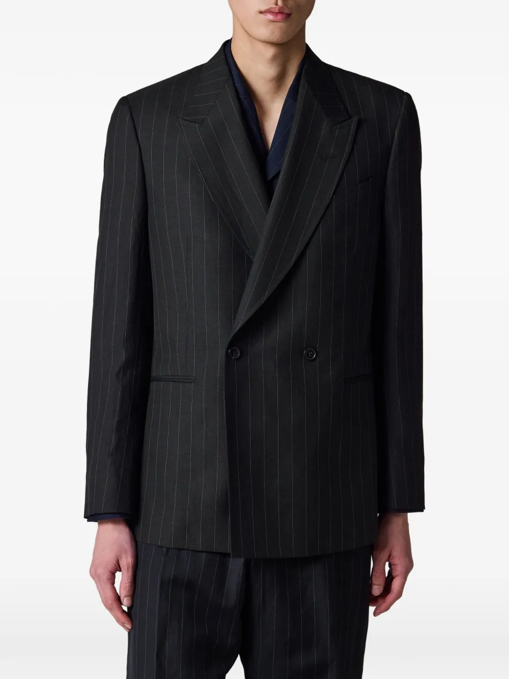 Paul Smith Blazer met krijtstreep en dubbele rij knopen Zwart