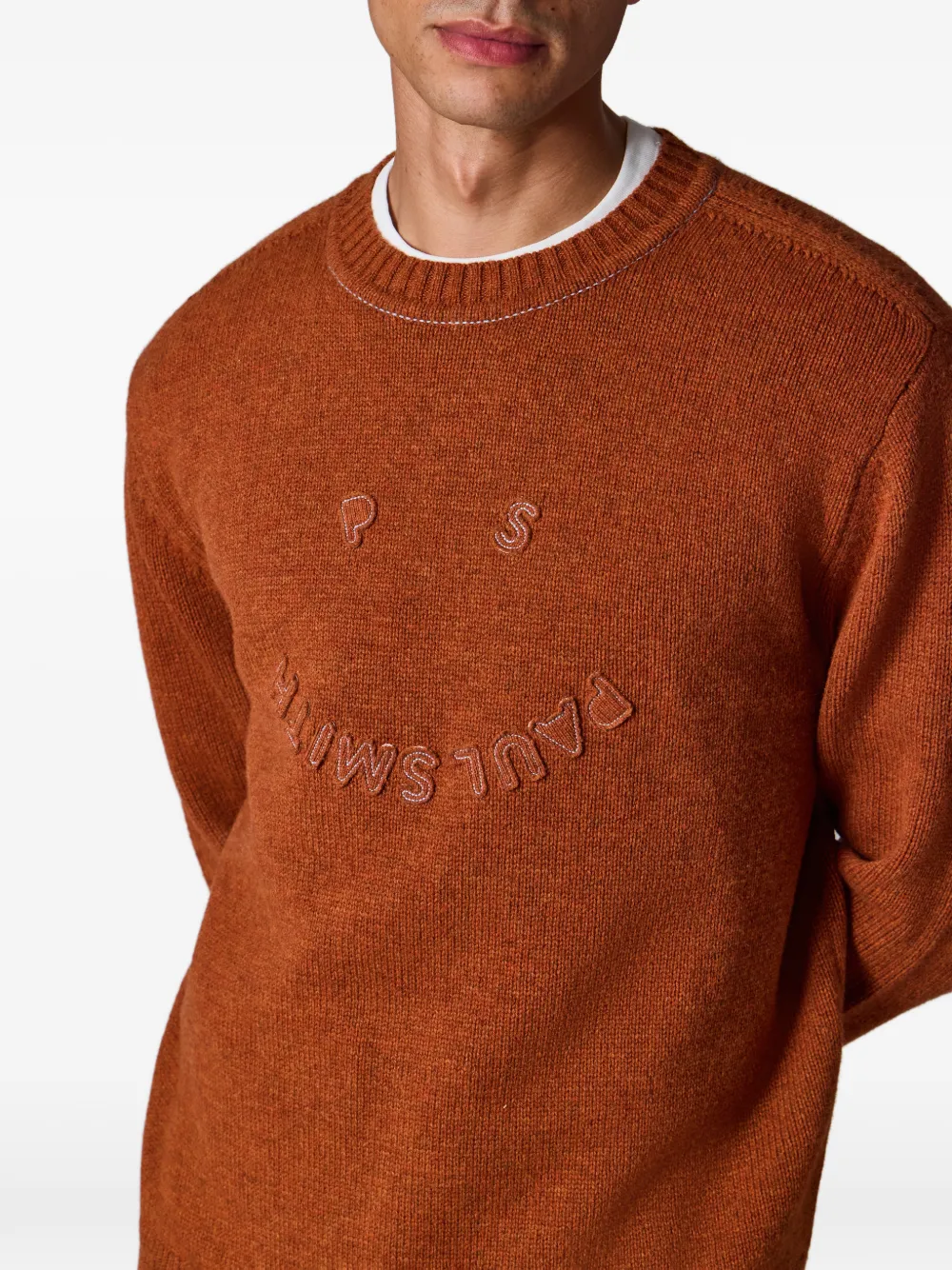 PS Paul Smith Sweater met borduurwerk en ronde hals Oranje