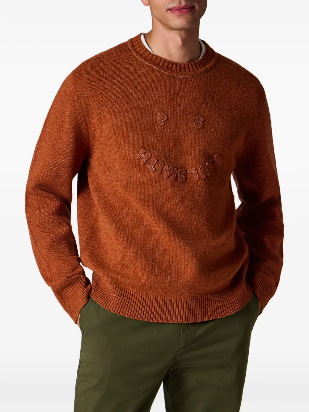 PS Paul Smith Sweater met borduurwerk en ronde hals Oranje