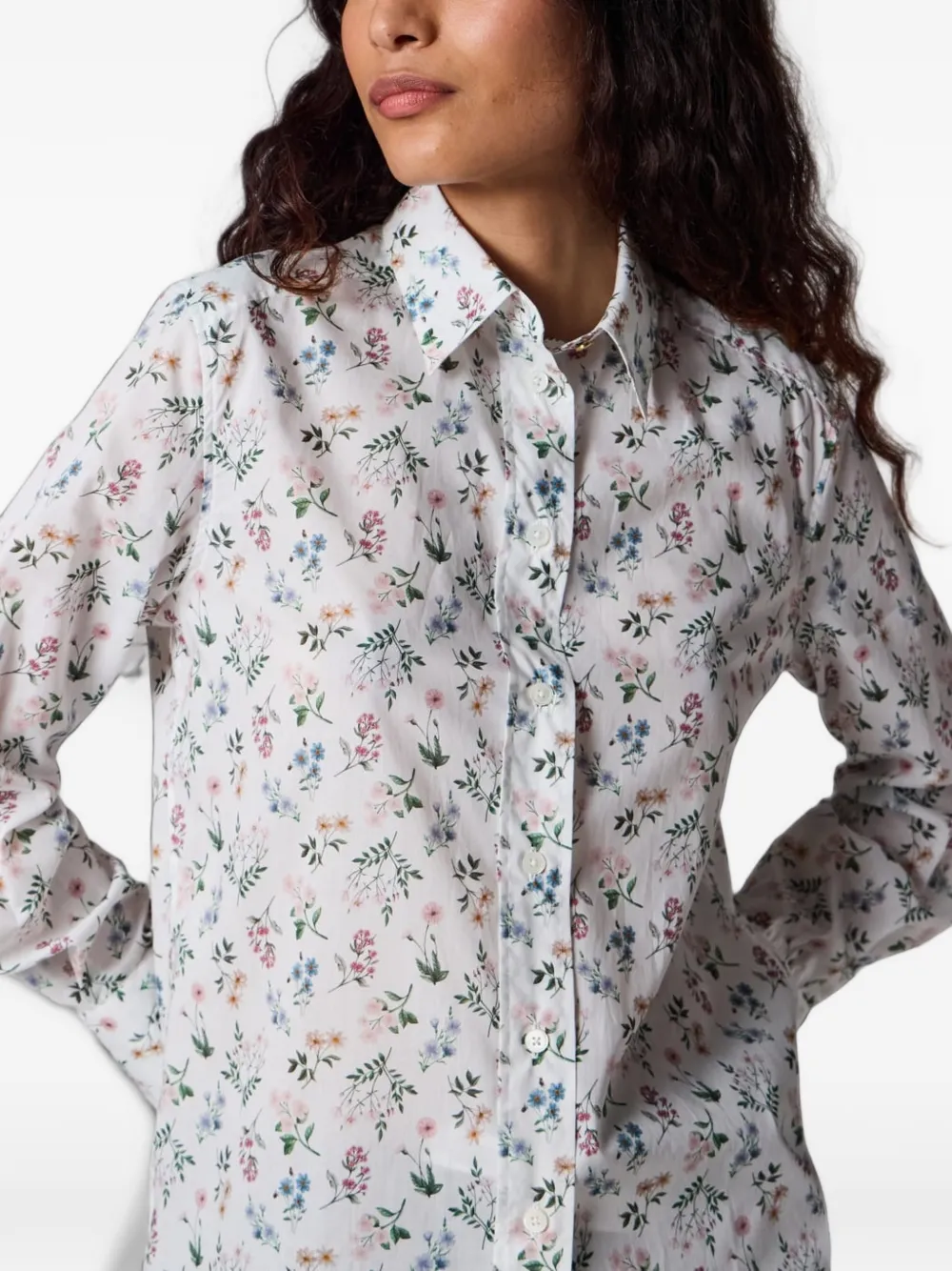 Paul Smith Liberty Floral Print Shirt in White, view 4