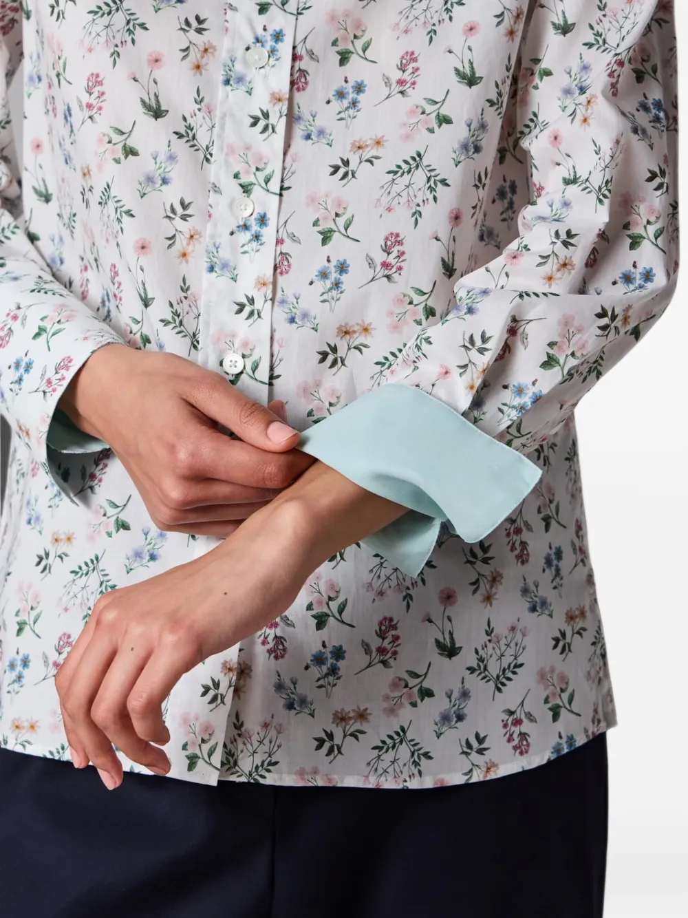 Paul Smith Liberty Floral Print Shirt in White, view 5