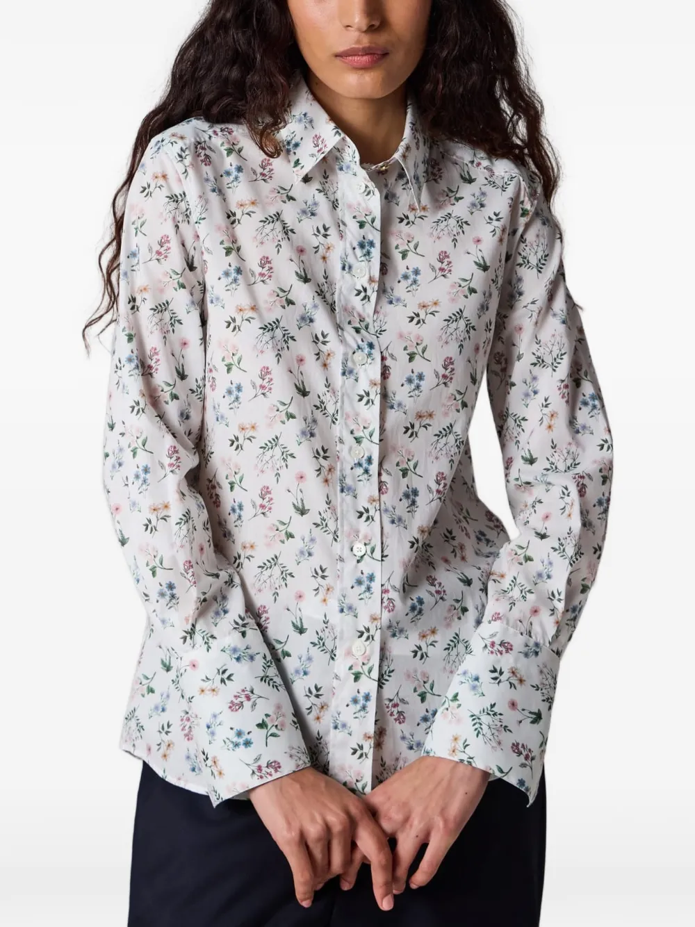 Paul Smith Liberty Floral Print Shirt in White, view 3