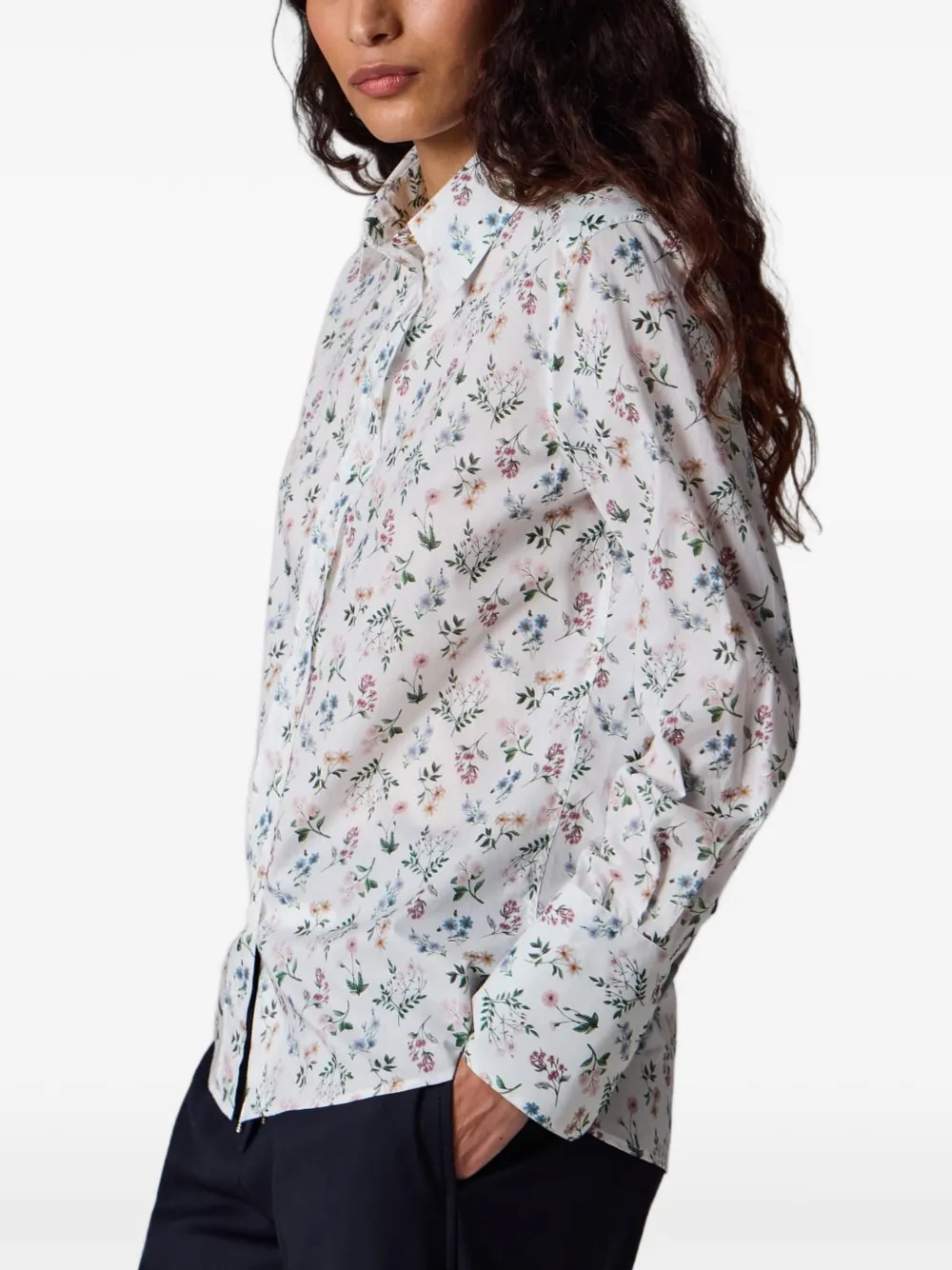 Paul Smith Liberty Floral Print Shirt in White, view 2