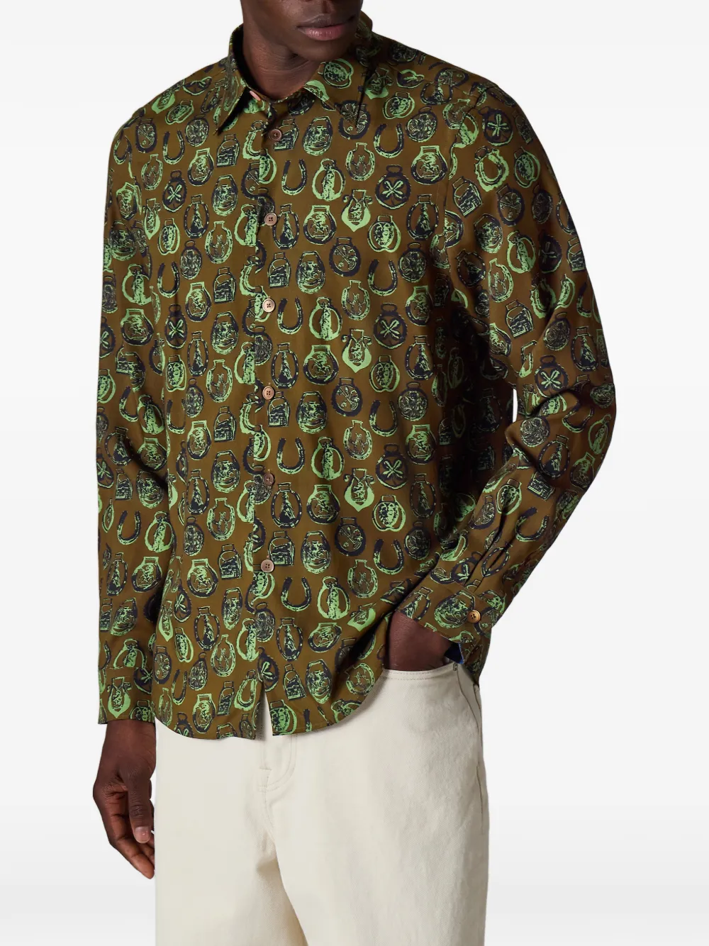  Ps Paul Smith Abstract-pattern Shirt - Brown 