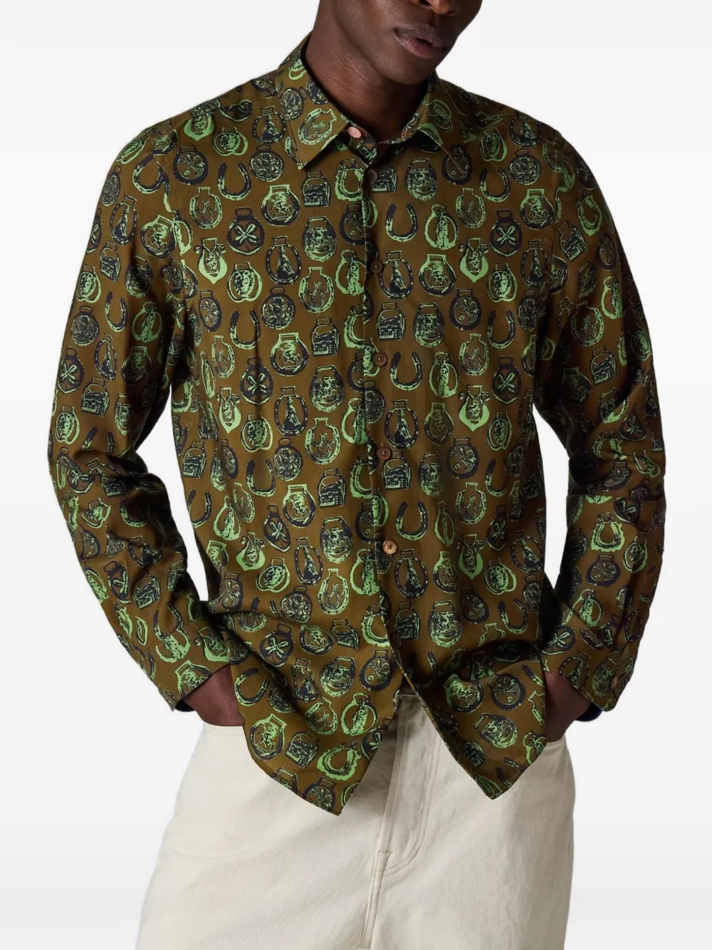 PS Paul Smith Overhemd met abstract patroon Bruin