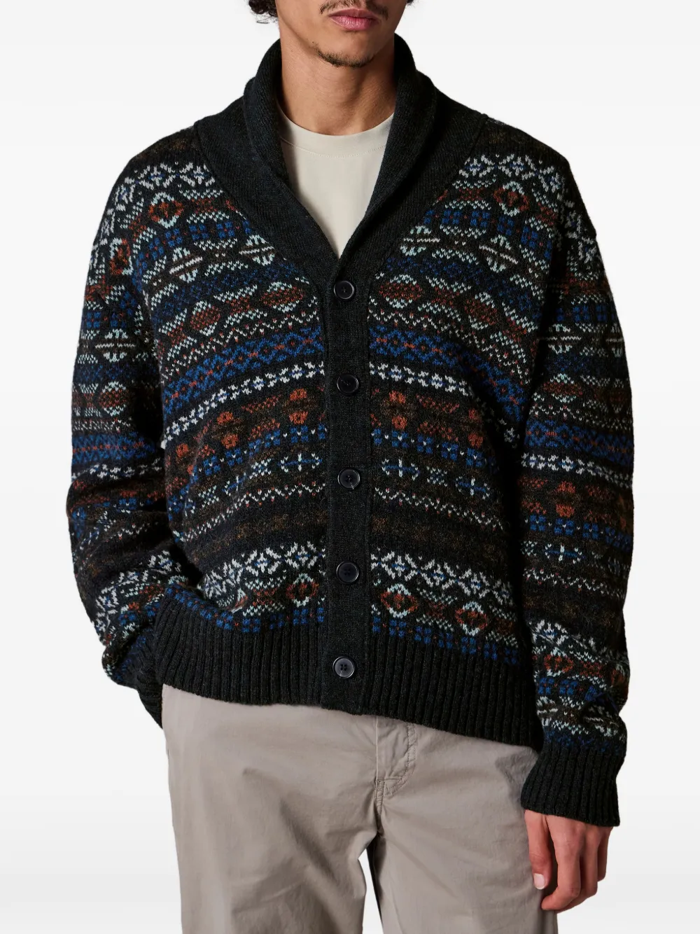  Paul Smith Patterned Shawl-collar Cardigan - Blue 