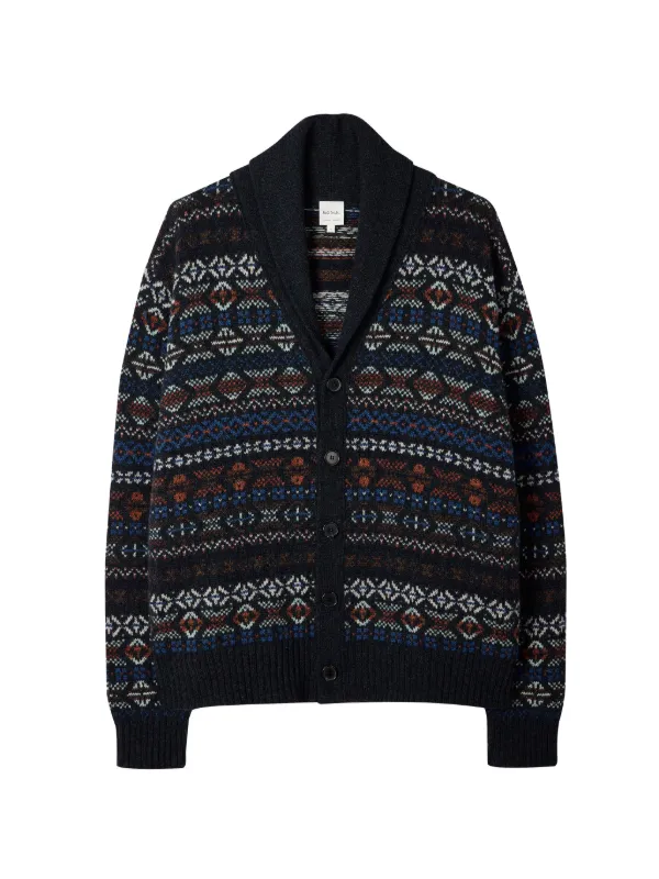 Paul Smith Patterned Shawl-collar Cardigan in Blue