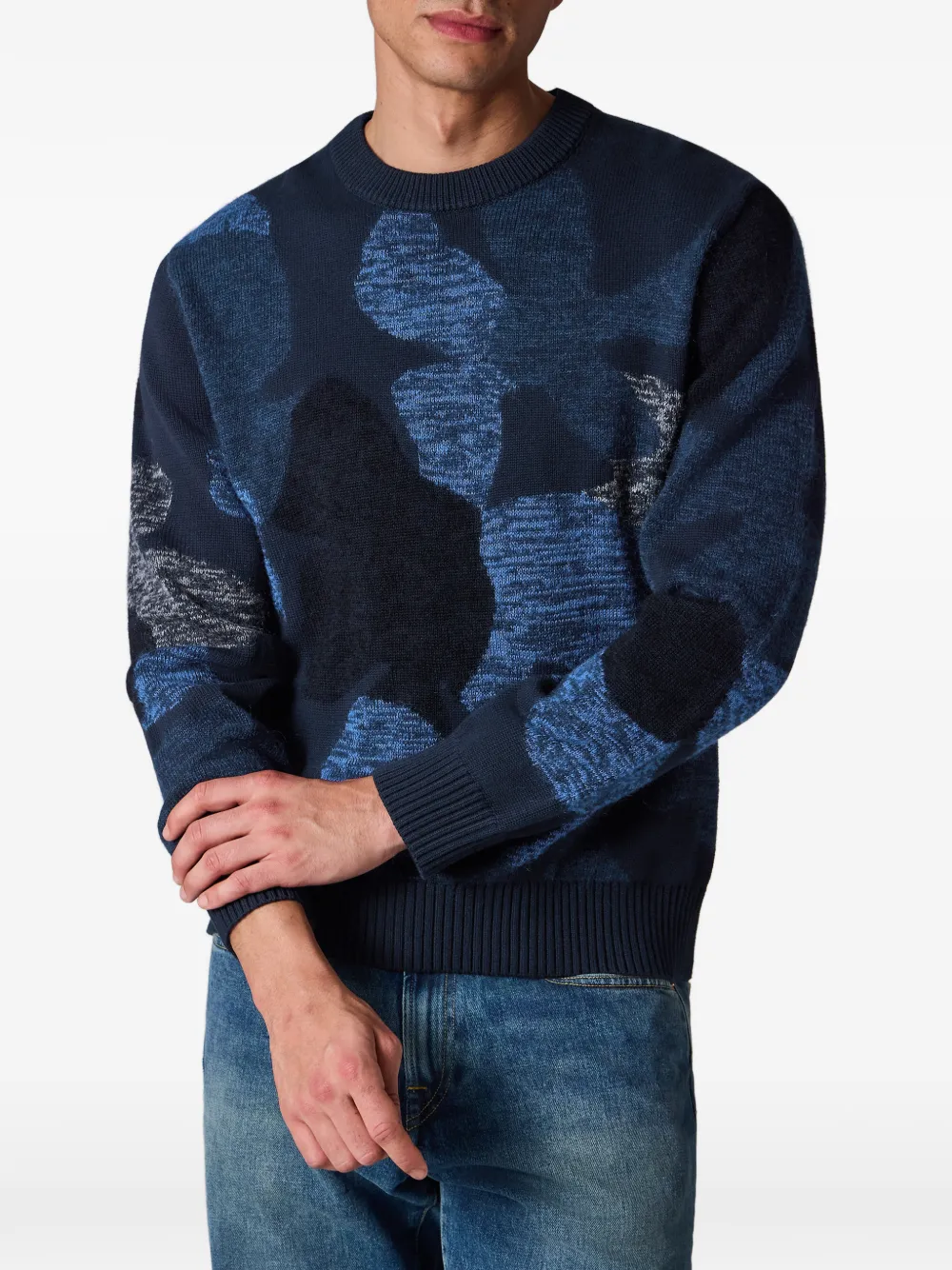 PS Paul Smith Trui met ronde hals en camouflageprint Blauw